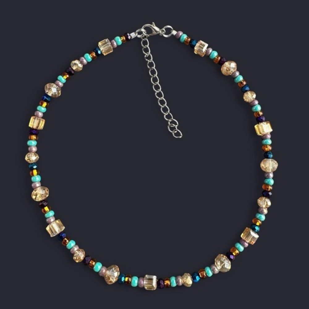 Violet Lantern Glass Bead Choker Necklace
